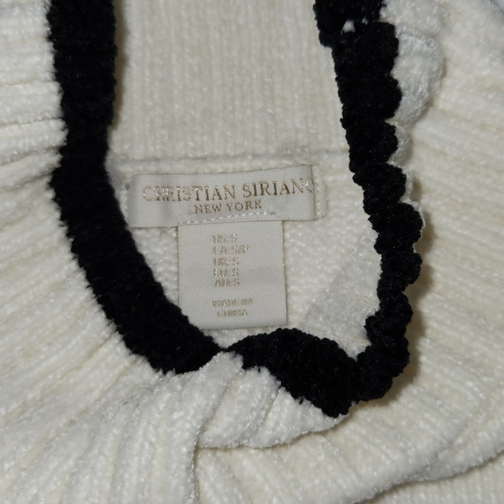 Christian Siriano White & Blue Turtleneck Sweater - Picture 8 of 11